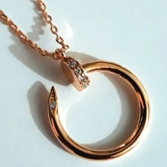 New! Nail Pendant Necklace Rose Gold - Picture 1 of 6